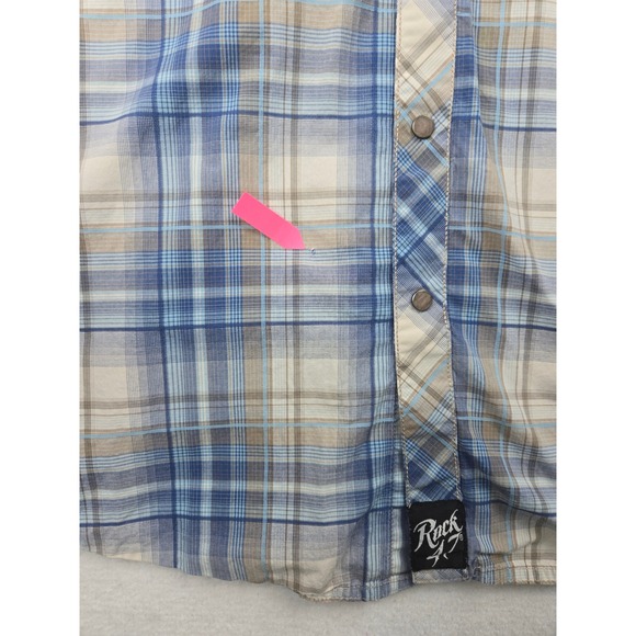 Rock 47 by Wrangler Mens Plaid Embroidered Short Sleeve Snap Western Shirt XXL - Picture 8 of 12